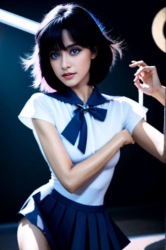 full: 1.3, stand, Tabletop, 3d, Realistic, Ultra-microphotography, Highest quality, Ultra high definition CG Unity 8k wallpaper, (Mel 1, Tierra, Sailor Warrior Uniform, White gloves, Blue sailor collar, Blue Skirt, Sailor Warrior Uniform: 1.2, Sailor Mercury: 1.3, Meishaon), From below, Intricate details, (1 female), 19 years old, short hair, 浮かぶ青いshort hair: 1.2, Sailor Senshi uniform revealed, Sexy pleated mini skirt in shiny blue color: 1.3, ((A very large blue ribbon in the center of the chest,,,: 1.3, Golden tiara on the forehead: 1.2, Blue gloves on elbows: 1.2, Exposing the upper arm: 1.1, Long knee high boots in shiny blue enamel、Luxurious gold decoration: 1.3, Saturated, broad blue, Saturated Blue Sailor Color, Luxurious gold decorationが施された長い白いラテックス手袋: 1.3, A very large blue ribbon on the back of the waist,,,: 1.1, Blue choker, The cleavage is bold, large and sexy: 0.6)), (Ultra-thin, high-gloss white holographic leather: 1.3), White silver high leg cut swimsuit,Blue star-shaped earrings, Parted bangs, ((Captivating smile, Very cute face, Facial details: 1.5, Bright Blue Eyes, Beautiful Face, Beautiful Eyes, Shining Eyes, Thin lips: 1.3, Thin, sharp, pale eyebrows, Long, black eyelashes, Double eyelashes)), Luxury gold jewelry, ((Combat Stance)), Huge splash wing, Lean and muscular muscles, Muscular Abs, Small Face, Big Breasts, Perfect Proportions, Narrow waist, Sexy model posing, Visible pores, Perfect hands: 1.5, Octane Rendering, A very dramatic picture, Strong natural light, sunlight, Exquisite lighting and shadows, Dynamic Angle, DSLR Harp, concentrated: 1.0, Maximum clarity and sharpness, (Water Divinity: 1.1, Splash space background, Dynamic water background, Water on Earth: 1.2, Water hair, Water bubbles, Dynamic Frame, Mercury, moonlight, moon, Dynamic Background, Detailed Background)),(mecha musume)