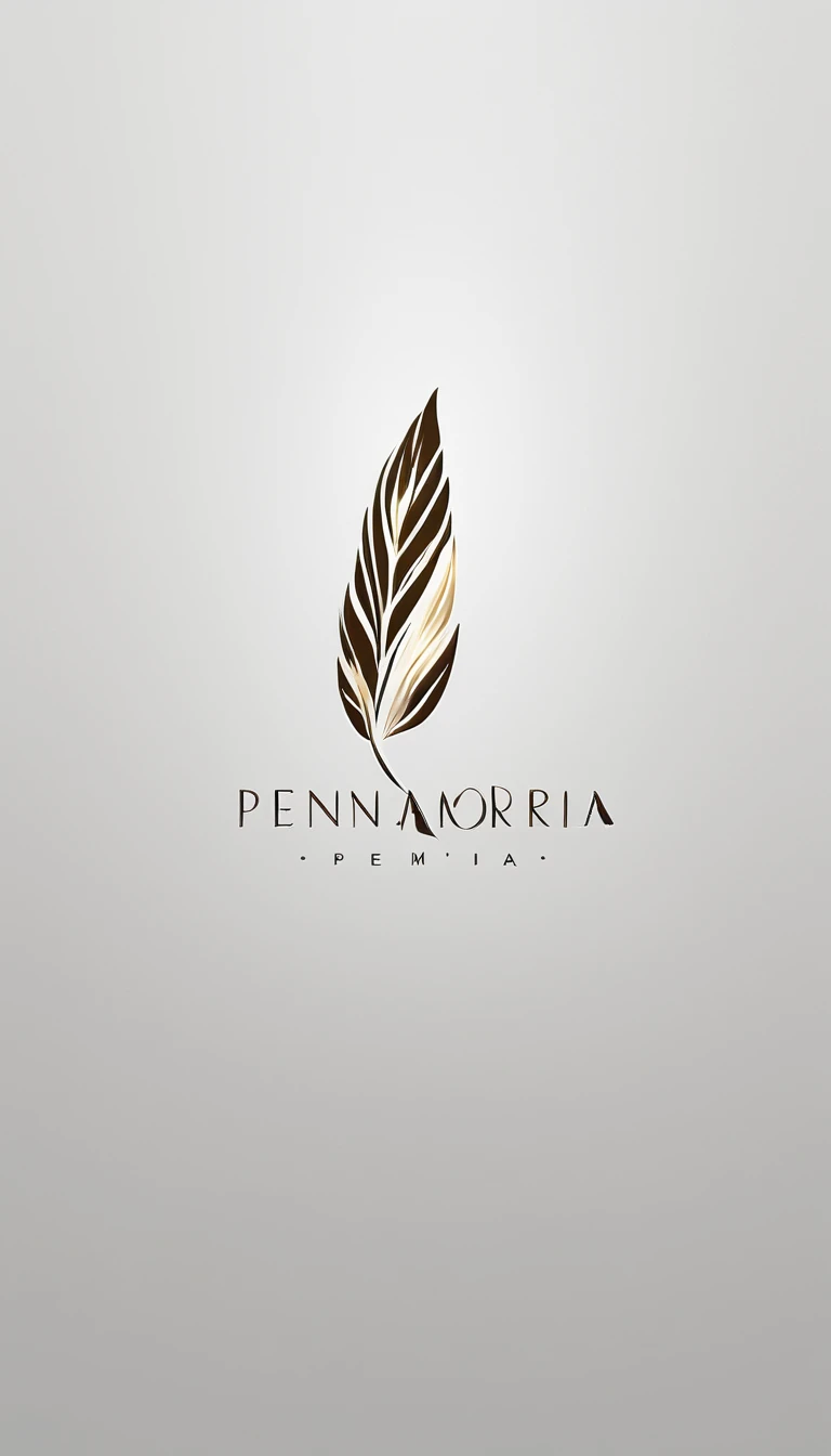 A minimal, modern, simple, cinematic logo design for the brand “Penamemoria". Create a modern, minimalistic, high-quality, logo of a feather that convey a sense of memories and dreams