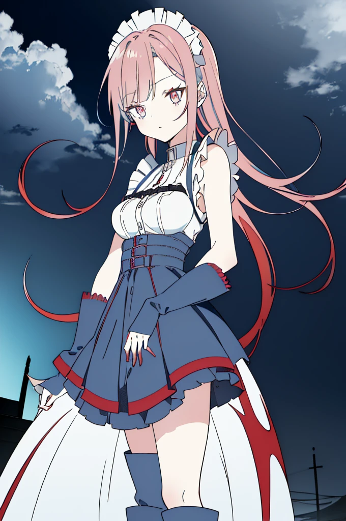 ((split-color hair , red hair , light blue hair)),((sharp focus)),((split-color hair , red hair , light blue hair)),[(cathedral background:1.4)::5],original,(illustration:1.1),(best quality),(masterpiece:1.1),(extremely detailed CG unity 8k wallpaper:1.1), (colorful:0.9),(mid shot:0.95),(full body:1.5),Dynamic angle,(solo:1.2), (girl),((adult)), (detailed beautiful eyes:1.15), (beautiful face:1.15), (glowing red eyes:1.25////),((medium hair)),((split-color hair , red hair , light blue hair)),(high twintails),(chignon),(+perfect hand+:1.21),(Draw an illustration of a gothic girl),(Religious),(slender),(is wearing boots on her feet),((is wearing white maid clothes)),(furious), Lace Off-shoulder lolita fashion,beautiful slender woman,high twintails,full body,mini skirt,((split-color hair , red hair , light blue hair)),((black long boots)),((mini skirt)),((adult)),((dynamic angle)),((split-color hair , red hair , light blue hair)),((split-color hair , red hair , light blue hair)),((black long boots)),((black long boots)),((split-color hair , red hair , light blue hair)),((split-color hair , red hair , light blue hair)),
