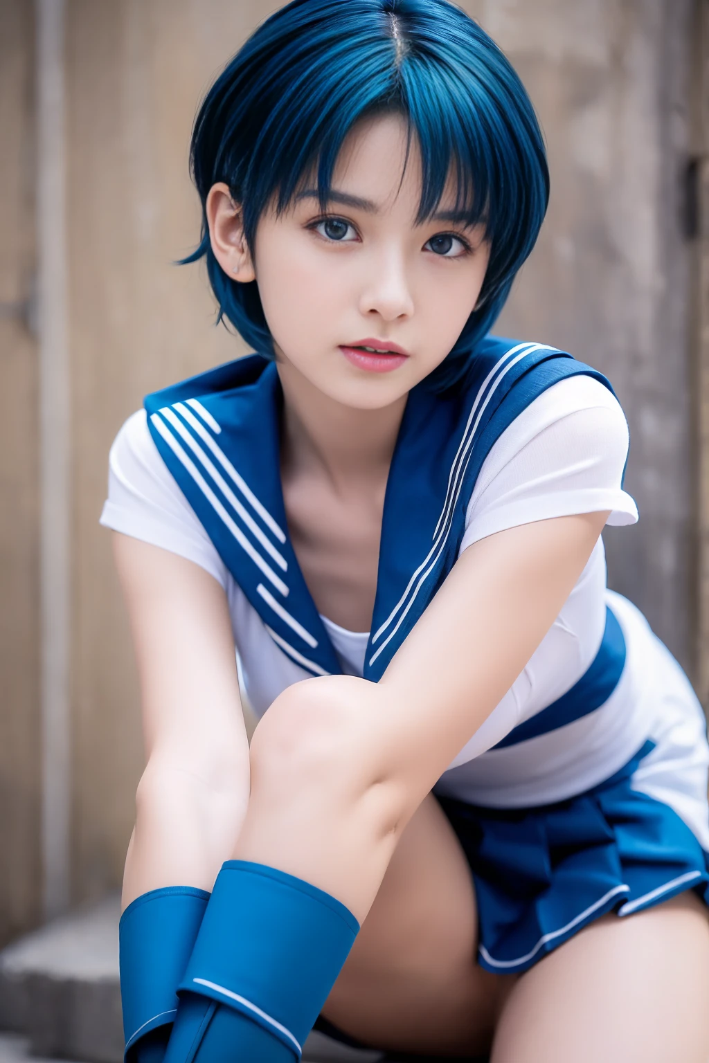 Short dyed blue hair!!!!!, Short blue hair. Anime girl in a sailor suit, blue boots and a short blue skirt&quot;, High resolution!! Sailor Moon by the - moon - girl, Sailor Mercury. beautiful, Sailor Moon, Highly detailed art gems