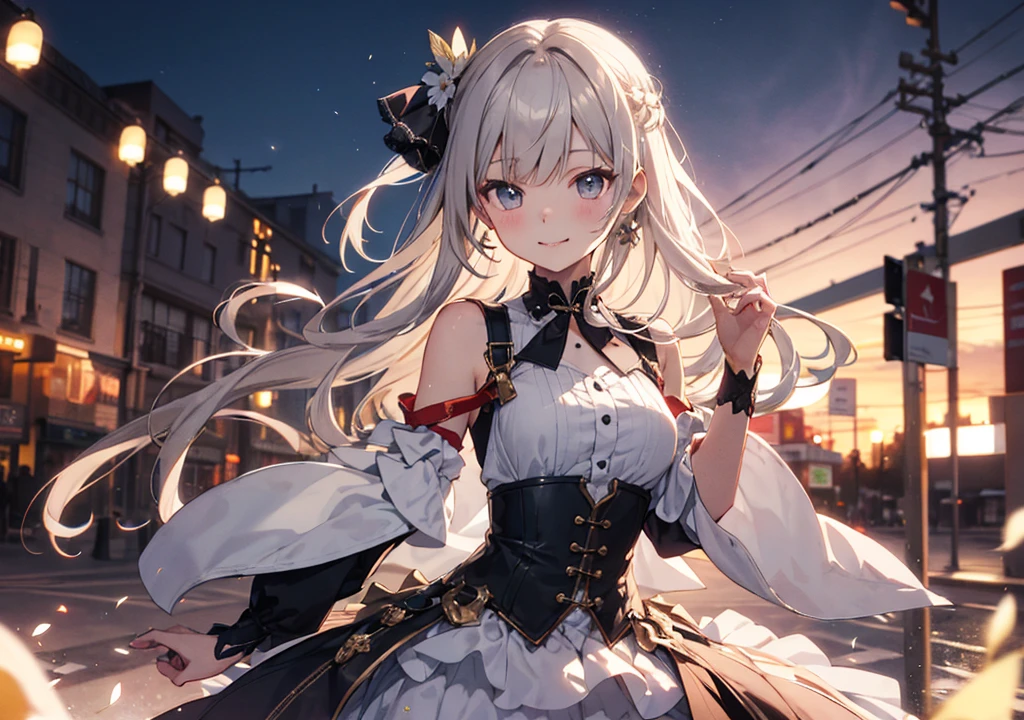 Realistic photos, Focus distance 10mm, Red and white, A big smile, Beautiful girl, Realistic photos, Focus distance 10mmで撮影, masterpiece, 最high quality, high quality, Very detailed CG 8k wallpaper unit, Award-winning photography, Depth of written boundary, High resolution, bloom, chromatic aberration, Realistic, Very detailed, Art Station Trends, CGsociety Trends, Complex, High detail, dramatic, volumetric lighting, Mont Blanc Cakeが擬人化された美少女, chestnut色の髪とクリームで飾られたドレス, Mont Blanc Cake, chestnut