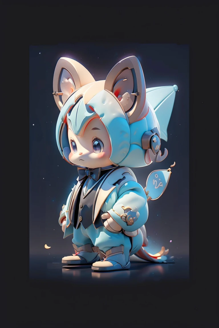 Cute Q version of the little dragon,Wearing a suit,Black tie,Ultra HD, mascot,high quality, 32k((three sided view,full body,simple background,multiple views,highres)).