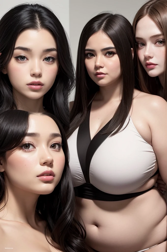 Generate for me a woman with real features, one obese woman and one thin