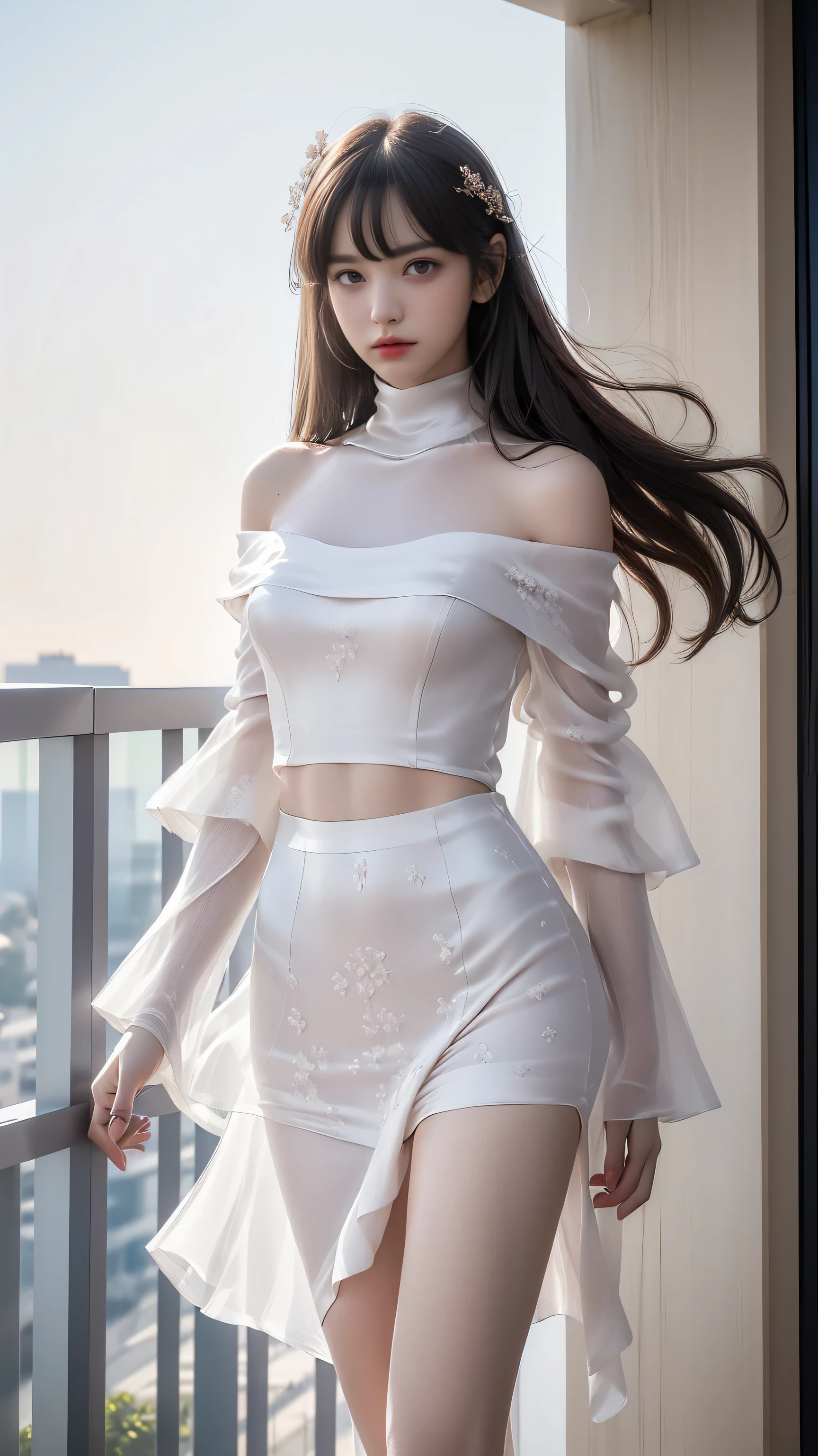 ((Woman Standing On Balcony Of Old Castle))、Highest quality works、actual work、Ultra Premium Graphics、8K HD CG Works、High quality graphics、High-definition CG works、10x pixels、Ultra-fine detail:1. 1、High technical level:1.1 PhotoGenuine、Natural light:1. 5、Light effects(Virtual Light effects:1.8)、((Straight Van、Princess Van))、((Very heavy、Volume Bang:1.1)、((very long、Very heavy、Very voluminous side locks:1. 1)、hime cut、Straight bangs、Bangs straight、(masterpiece、Highest quality:1.5)、(ultra detailed 8k cg:1.4)、(超Realistic:1.25)、(Genuine:1.1. 4)、((Golden white hair))、Thin eyebrows、High nose、Nice red lips、Rosy Cheeks、Delicate makeup face、Cute Face、Perfectly balanced face、()、Light-colored foundations enhance the clarity of your skin..。 ((An off-the-shoulder semi-transparent white floral dressy skirt fluttering in the wind))、 ((You can see her white panties)), 40k、photograph、、Highest quality、(1. Beautiful Eyes、Light Hair、White skin、Mr.. Escape.々tracing、((Mid-chest、:1.1))、Highest quality、Tabletop、Ultra-high resolution、(Genuine:1.4)、RAWphotograph、(Perfect figure)、(slim、:1.3)。 3)、Slim abdomen、that's all(Girl standing on the balcony of an old castle),((Bust up photograph)),((masterpiece:1.5、8k、Portraiture、Photorealistic and very detailed CG、Very detailed、Particle Effects、Dynamic Effects、Written boundary depth、Cinematic Light、Lens flare、Ray Tracing、Tabletop、Realistic:1.4、Ultra-high resolution:1.2、Realistic、Realistic,((alone)、(A woman wearing a semi-transparent white turtleneck dress:1.4)、モデル風のtracing:、Side bust、(Medium sized breasts)、Detailed face、Bright expression、young, Brighter, Whiter skin、Best Looks、Ultimate beauty、White hair with shiny highlights:1.8、bright and shiny hair,、Super long, Silky straight hair、Hair swaying in the wind))(Wonderful transparent flower々Surrounded by、White Background、Great background、Thin petals fluttering down)、(The Milky Way is visible in the background)