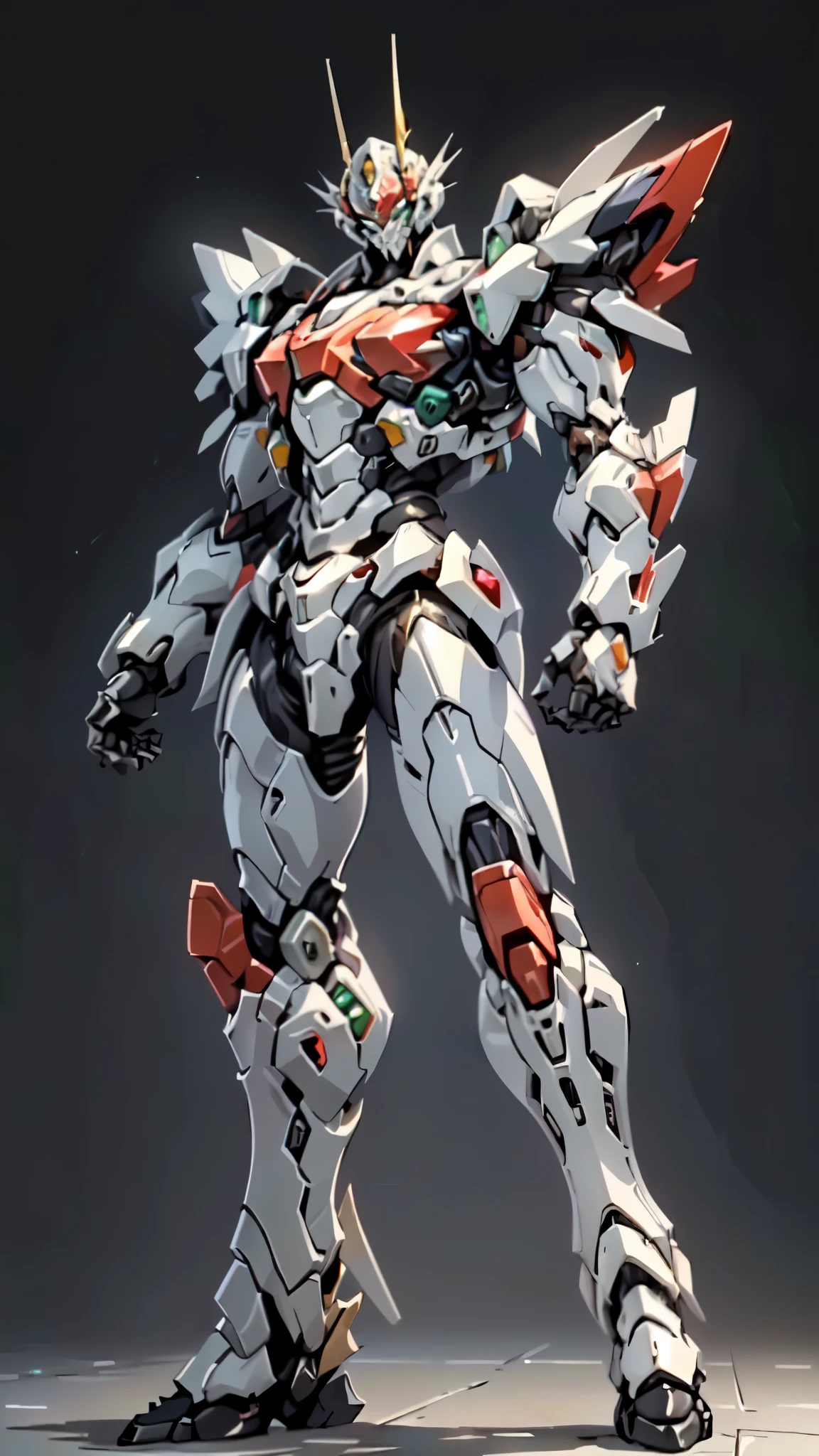 (masterpiece:1.5, best quality:1.5, extremely delicate:1.5, foreshortening:1.5, dynamic angle:1.5), a man wearing a full-face helmet, a fantasy-style biotech armored combat suit, green eyes, (a composite layered chest armor), fully enclosed shoulder guards, matching arm and leg guards, belt of Neon circuit, (the color scheme is primarily white with red green accents), the design balances heavy with agility, a high-tech bio-mecha armor, (Armor Concept Inspired by neon Cyberpunk, stand on the top of a skyscraper in a futuristic sci-fi city), this character embodies a finely crafted fantasy-surreal style armored hero in anime style, exquisite and mature manga art style, (element, plasma, energy, the armor glows), ((male:1.5)), metallic, high definition, highres, ultra-detailed, ultra-fine painting, professional, perfect body proportions, golden ratio, anatomically correct, symmetrical face, extremely detailed eyes and face, high quality eyes, creativity, RAW photo, UHD, 32k, Natural light, cinematic lighting, masterpiece-anatomy-perfect