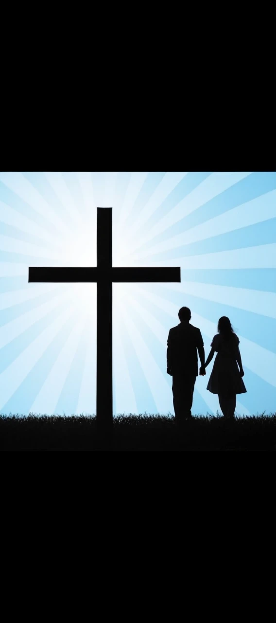 Jesus Christ in front of a shadow of a couple