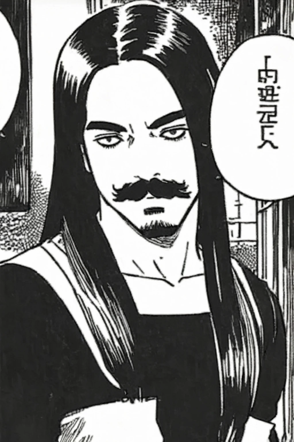 a black and white image of a man with long hair, Manga style by Kentaro Miura, kentaro miura manga style, takehiko inoue, kentaro miura manga art style, Shikanosuke Yagaki, your manga portrait, It's Junji's style, with her long black hair, sengoku – art style of the era