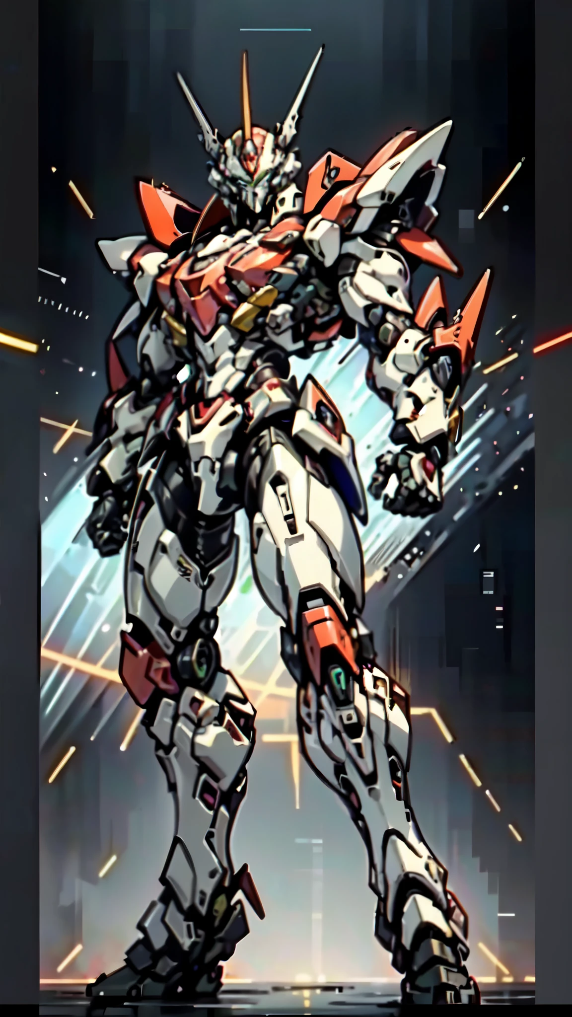 (masterpiece:1.5, best quality:1.5, extremely delicate:1.5, foreshortening:1.5, dynamic angle:1.5), a man wearing a full-face helmet, a fantasy-style biotech armored combat suit, green eyes, (a composite layered chest armor), fully enclosed shoulder guards, matching arm and leg guards, belt of Neon circuit, (the color scheme is primarily white with red green accents), the design balances heavy with agility, a high-tech bio-mecha armor, (Armor Concept Inspired by neon Cyberpunk, stand on the top of a skyscraper in a futuristic sci-fi city), this character embodies a finely crafted fantasy-surreal style armored hero in anime style, exquisite and mature manga art style, (element, plasma, energy, the armor glows), ((male:1.5)), metallic, high definition, highres, ultra-detailed, ultra-fine painting, professional, perfect body proportions, golden ratio, anatomically correct, symmetrical face, extremely detailed eyes and face, high quality eyes, creativity, RAW photo, UHD, 32k, Natural light, cinematic lighting, masterpiece-anatomy-perfect