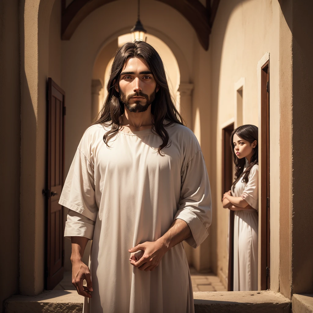 Image of Jesus Christ in front of a couple