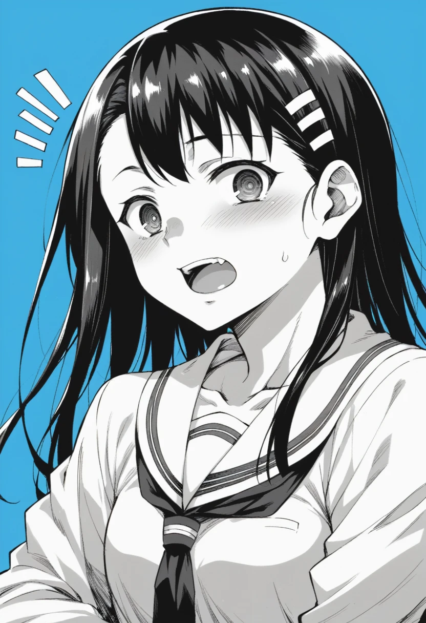anime character with a surprised expression on a blue background, anime moe artstyle, muscular!!, mihoyo art style, muscular!, kantai collection style, moe, by Miyamoto, gapmoe yandere, nagatoro, manga!, けもの, makoto, shirobako, manga!!!, monochrome artwork!!, manga style only