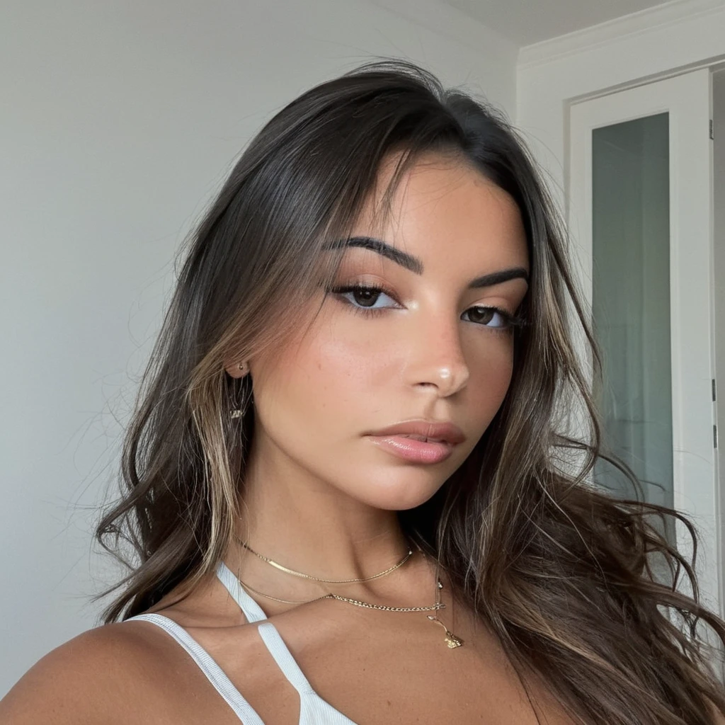Femme arafed avec de longs cheveux noirs et un haut blanc, 18 ans, portrait emily ratajkowski, Très beau visage, sein enorme, portrait de demi rose, très beau modèle, clear portrait selfie voyant un peu le sol, Visage impeccable, Un visage extrêmement beau, belle fille modèle, portrait de chaussette rose, beau visage, belle jeune mannequin, Emily Ratajkowski, Portrait de Sophie MuddSourire,