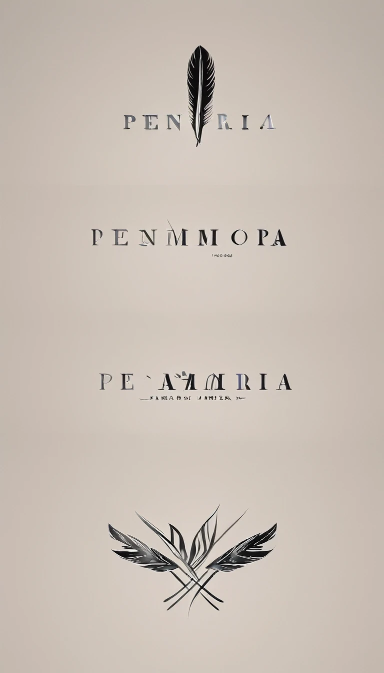 A minimal, modern, simple, cinematic logo design for the brand “Penamemoria". Create a modern, minimalistic, high-quality, logo of a feather that convey a sense of memories and dreams