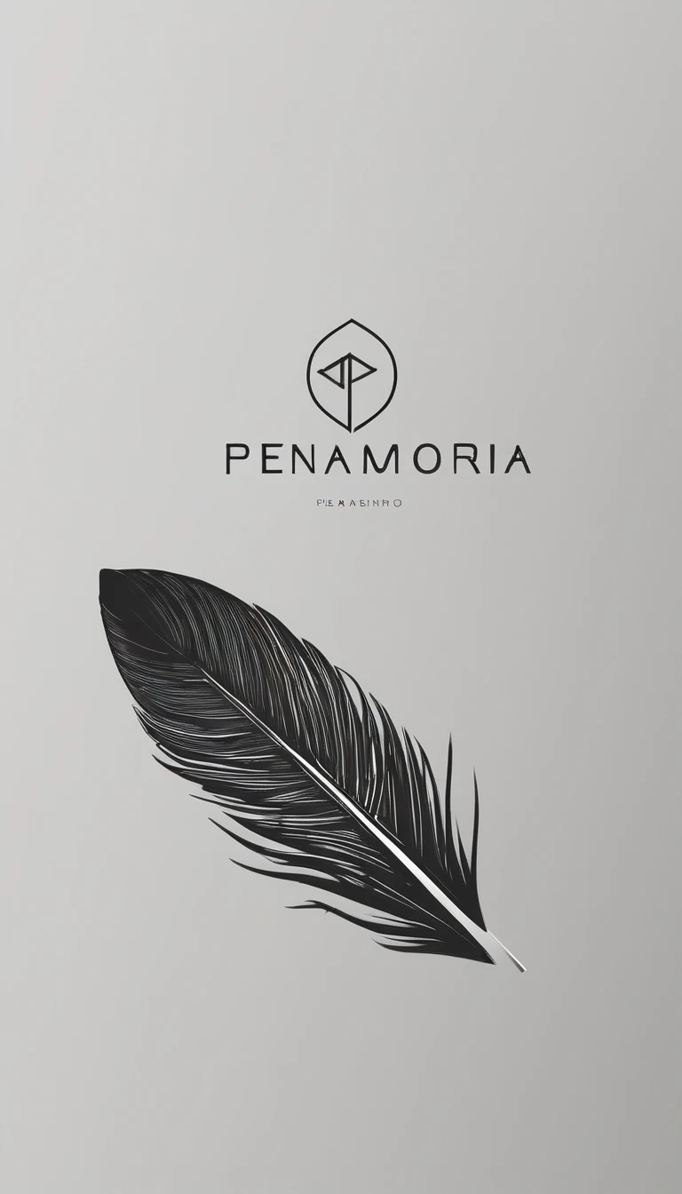 A minimal, modern, simple, cinematic logo design for the brand “Penamemoria". Create a modern, minimalistic, high-quality, logo of a feather that convey a sense of memories and dreams