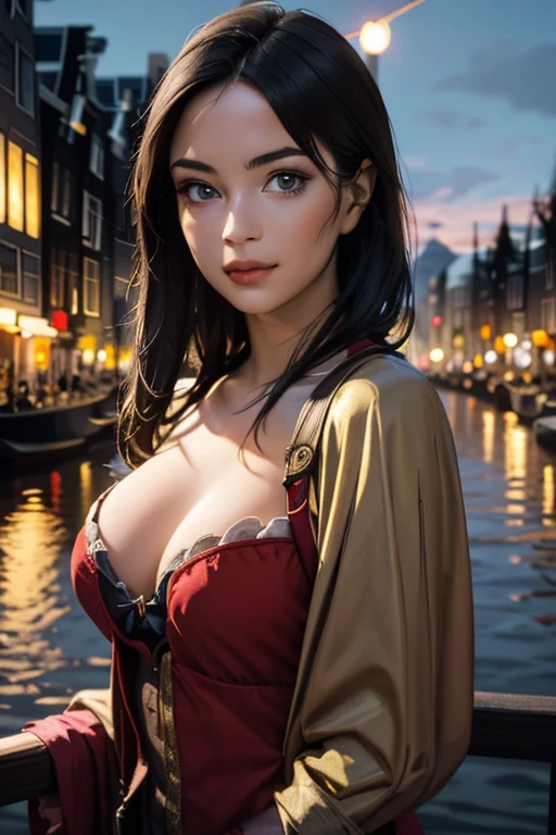 (1 lady), (Best quality at best:1.4), (ultra - detailed), (extremely detailed CG unified 16k), A Beautiful Woman with Perfect Figure: 1.4, Sharp Focus: 1.2, very detailed, High-definition RAW color photo, professional photoshooting, amazing face and eyes, cosmetics, (amazingly beautiful girl), ((Eua)), ((japanese clothes, sash, obi, kimono)), standing, sexyposture,(Dark and stylish huge gothic cathedral from outside, crucifix next to her, city lights at night, city lights:1.3), realistic cinematic face, head to feet long wide zoomed out view, full body long view, photorealistic, ((realistic natural purple hair style, purple eyes, long hair)), gorgeous, extremely beautiful face, perfect model beauty, pout mouth, Highly Detailed Face and Skin Texture, Detailed Eyes, Double Eyelids, Big Breasts, Smile, cleavages, western, (masterpiece), best quality, high resolution, extremely detailed, blurred background, depth of field, cinematic lighting, amazing legs, high heels, clear and well-cared skin,