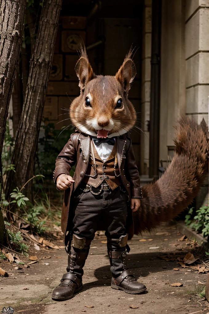 Angry cartoon steampunk squirrel