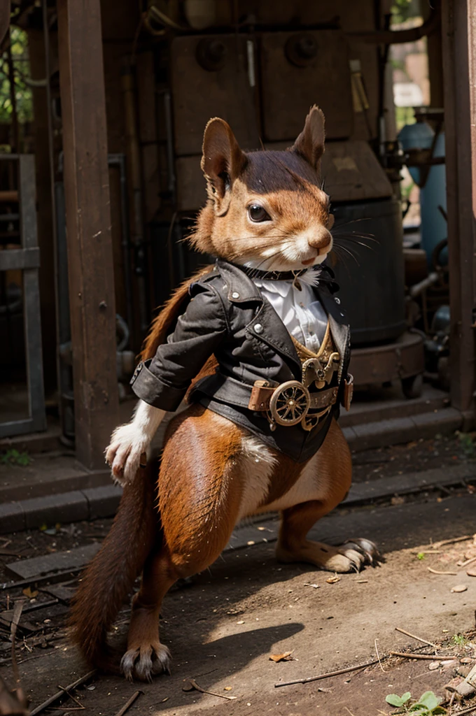 Angry cartoon steampunk squirrel