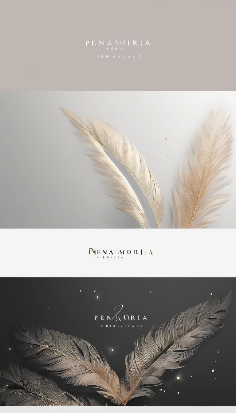 A minimal, modern, simple, cinematic logo design for the brand “Penamemoria". Create a modern, minimalistic, high-quality, logo of a dreamy. fantastic, poetic, masterpiece feather of Memories
