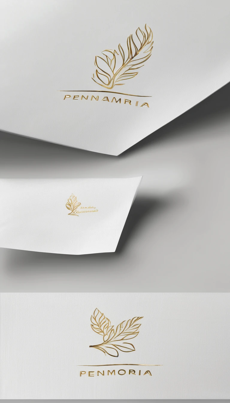 A minimal, modern, simple, cinematic logo design for the brand “Penamemoria". Create a modern, minimalistic, high-quality, logo of a feather that convey a sense of memories and dreams