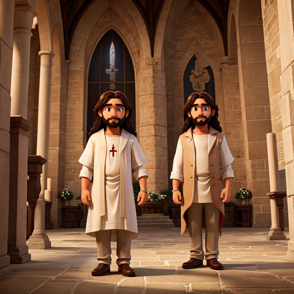 Image of Jesus Christ in front of a wedding couple