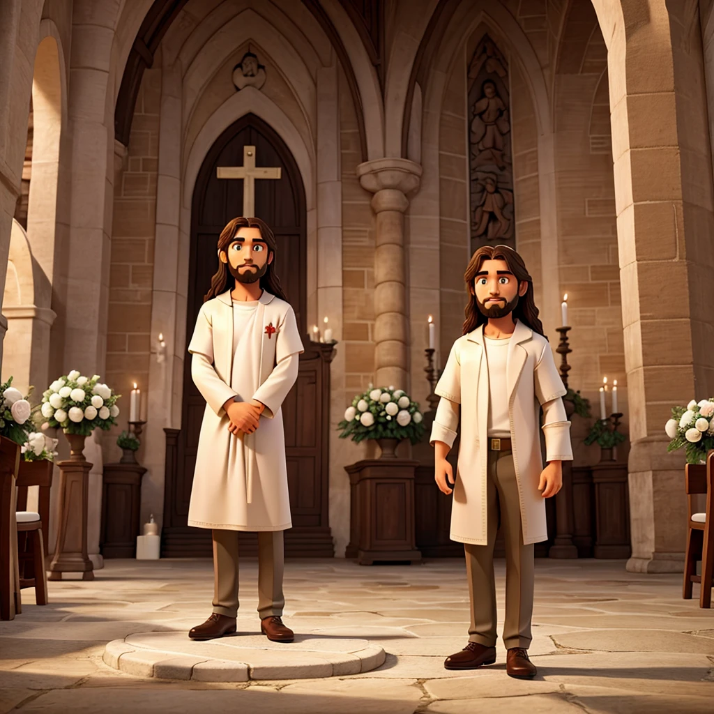 Image of Jesus Christ in front of a wedding couple
