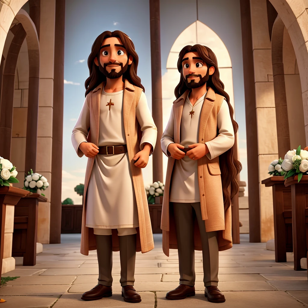 Image of Jesus Christ in front of a wedding couple