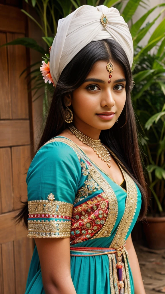 Beautiful face beautiful colorful dress beautiful indian girl