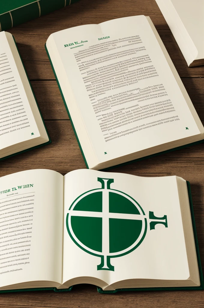 Give me a logo that has the name Sana Evangelical Vocative Center and that has something like a book and a cross and that is green and white, please.