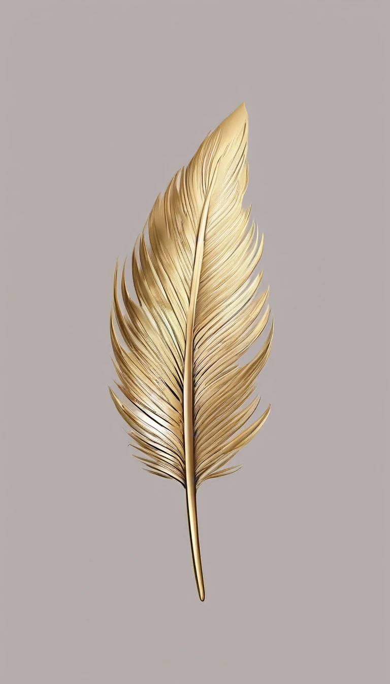 A minimal, modern, simple, cinematic logo design for the brand “Penamemoria". Create a modern, minimalistic, high-quality, logo of a dreamy. fantastic, poetic, masterpiece golden feather of Memories