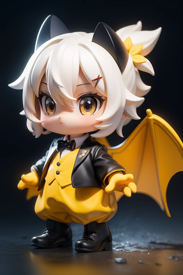 Cute Q version of the little dragon,Yellow suit,Black tie,Three View,front,Ultra HD, mascot,high quality