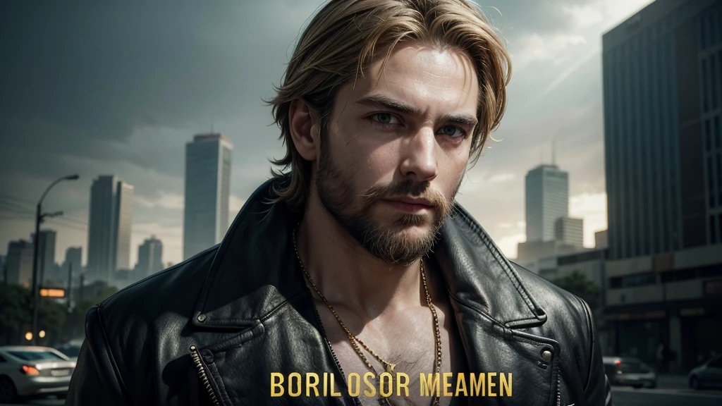 Background: A post-apocalyptic cityscape, with crumbling buildings and overgrown vegetation. The background should be slightly blurred to make the foreground elements pop.
Main Character: A medium-bearded, dark blonde man with neck-length hair. Place him prominently in the center of the thumbnail. He should look confident and slightly smug, perhaps with a smirk on his face.
Wealth Elements: Surround the man with symbols of extreme wealth. Include large stacks of cash, gold bars, diamonds, and luxury items like a sleek sports car and a private jet in the background.
Text Overlay: Use bold, eye-catching text. Place the text in the top third of the thumbnail. The text should read: "All the World's Riches!" in a bright, contrasting color (such as gold or neon green) with a shadow effect to make it stand out.
Additional Details: Add a subtle glow or halo effect around the man to emphasize his importance. Use a high-contrast color scheme to make the thumbnail visually striking.