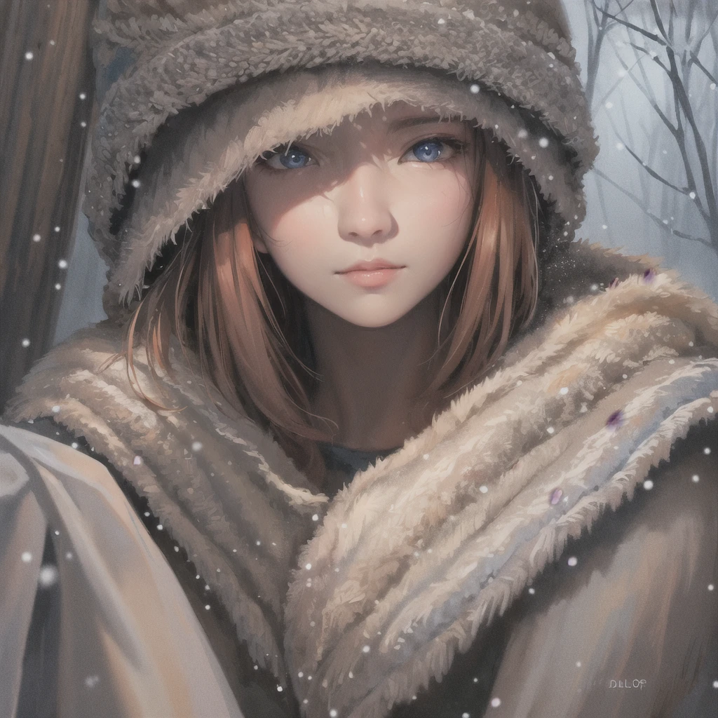 wlop,dalcefo,realistic,painting,fine detailed face,((winter)), cinematic light,