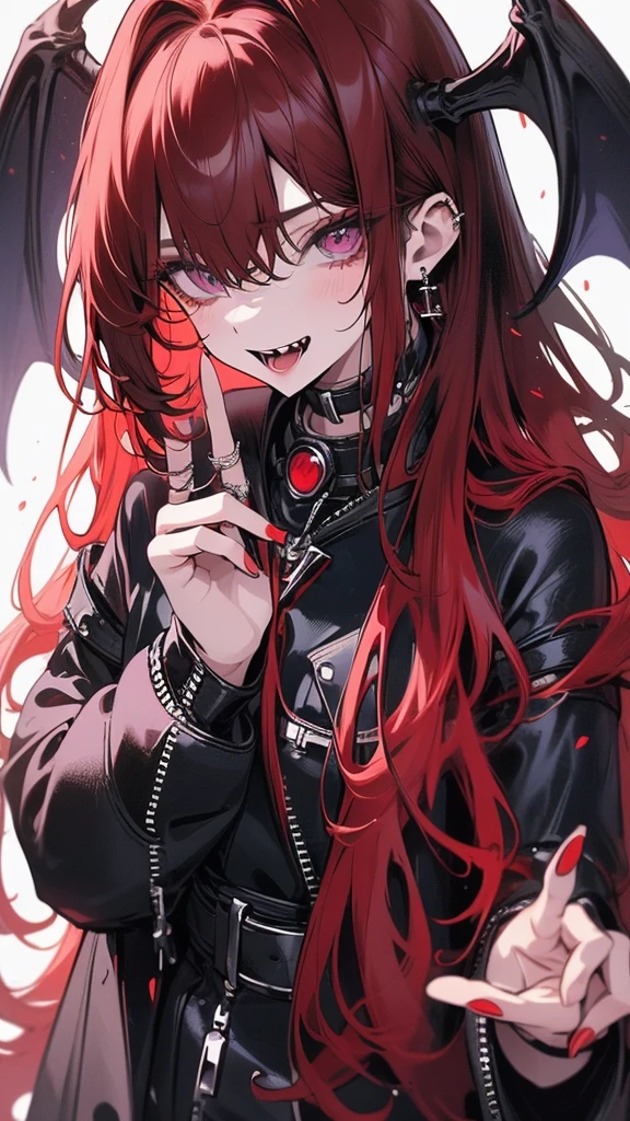 (Top resolution、Distinct_image)top-quality、A girl、masterpiece、highly detailed, half body, Semi-realistic、purple eyes 、18year old, dark red hair,young 、Exquisite facial features、Facial features ,variation potrait, long hairstyles, teenage, cool , cold sharp eyes, An expression of despair., lifeless eyes, blood on face, , {Very detailed 8k CG unit wallpaper}, Handsome, solo, female, vampires, dark cloak , loyalty , black clothes, vampires fangs