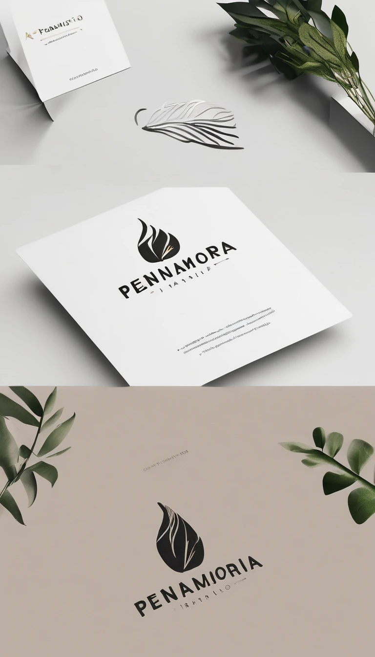 A minimal, modern, simple, cinematic logo design for the brand “Penamemoria". Create a modern, minimalistic, high-quality, logo of a boy-feather