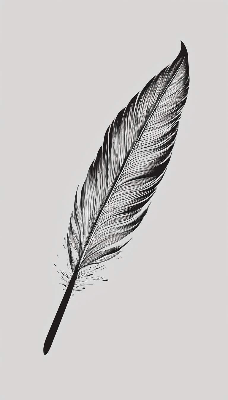 A minimal, modern, simple, cinematic logo design for the brand “Penamemoria". Create a modern, minimalistic, high-quality, masterpiece, fantastic, poetic feather that symbolizes dreams and stories.