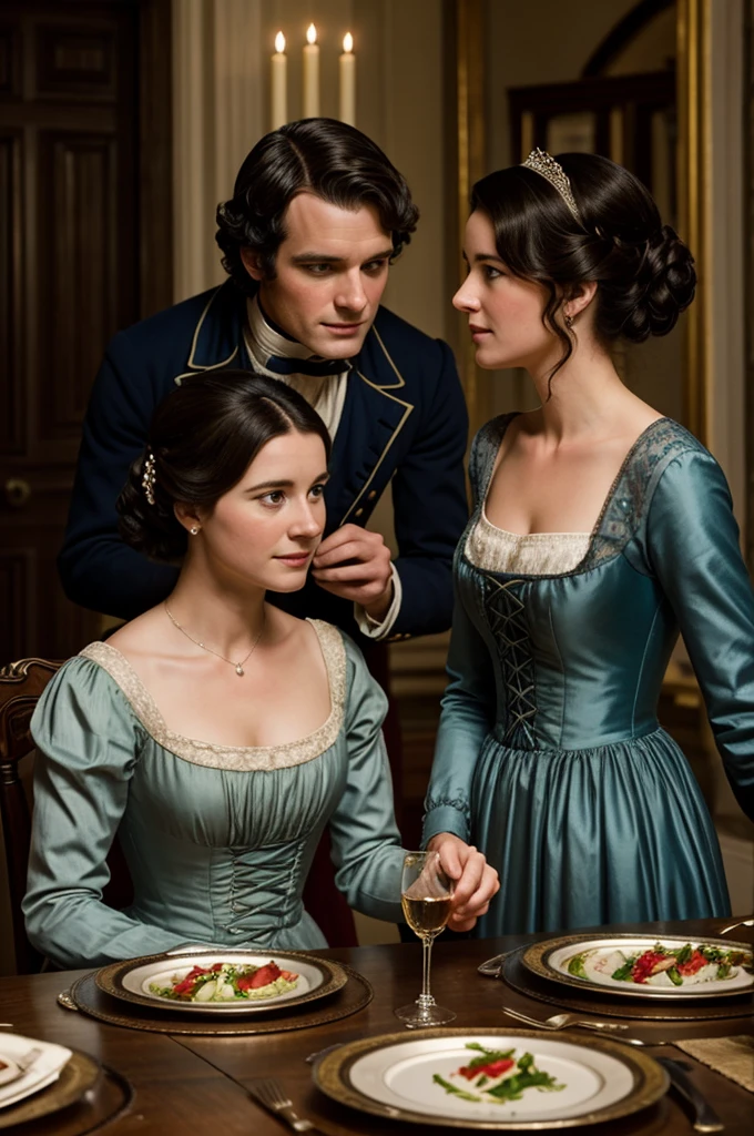 Elizabeth and the Gardiners are invited to Pemberley for dinner..
During the dinner, Elizabeth sees more of Darcy&#39;s kind and generous nature. Elizabeth also notices the lack of affection between Darcy and Miss Bingley., and begins to see Darcy&#39;s sincerity towards her.
