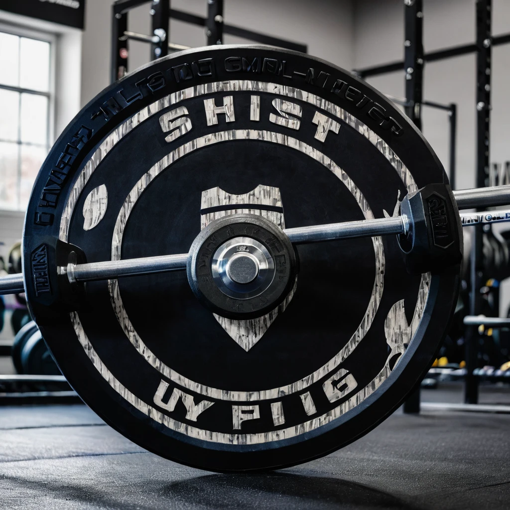 Contemporary shield written in the middle Cross training 360, with olympic weightlifting bar