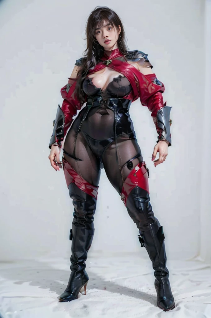 30-year-old Asian female gladiator posing for a photo，Tall and sexy，Sweaty and sweaty，Shiny muscle lines，Sense of Power，Large Breasts，Big buttocks，Mature and charming，Lewd exposure ，Camel toe，nipple，Small brush，NSFW，Release liquid，Wear sexy super high heel boots，The charming and seductive queen，Fighting breath