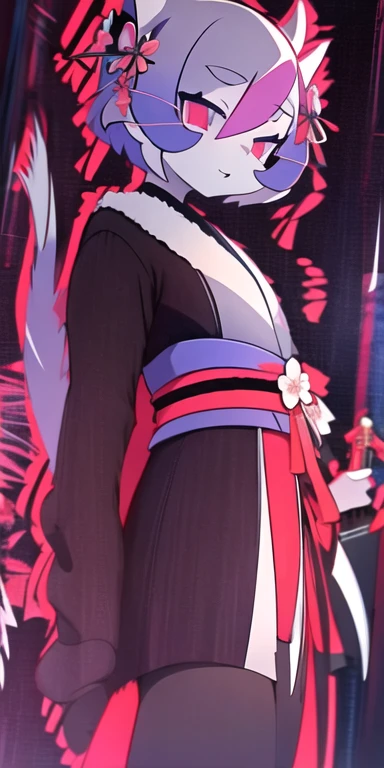 (masterpiece,best quality,ultra_detailed,highres,absurdres:1.2), limbus company, sketch, 1girl , cat, anthro, kimono, (rain, overcast, sword:1.1)