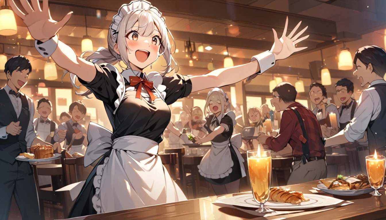 ((Woman)), ((Waitress)), ((Maid)), ((Submission)), Restaurant, Candles, ((Excited)), Peoples, Happy, HD, High Resolution, 4K