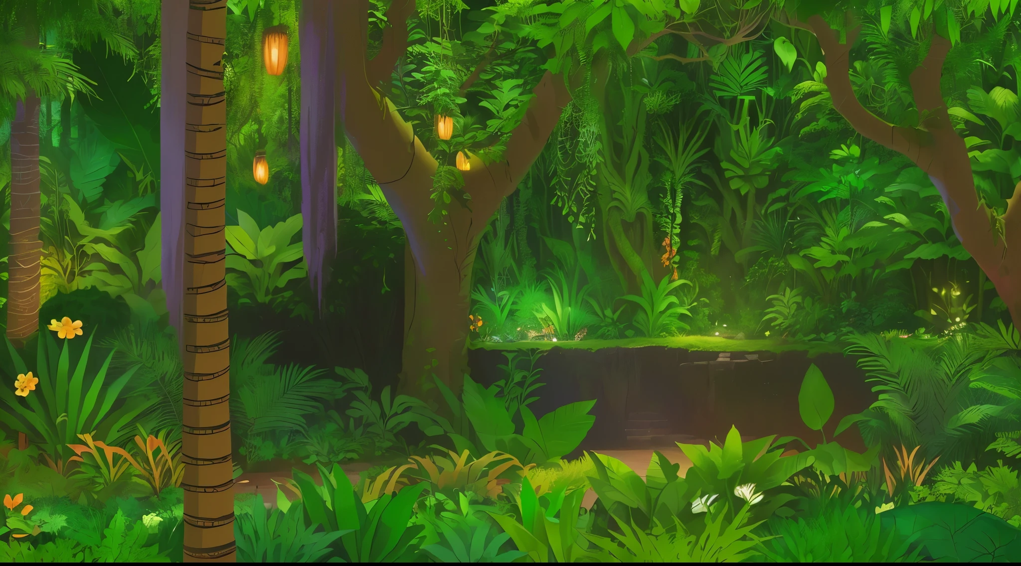 there is a cartoon picture of a jungle with a lot of plants, the background is lush jungle, the jungle at the background, background jungle, in the background is lush jungle, jungle background, at lush forest background, jungle in background, rainforest background, jungle as the background, background lush vegetation, elf forest background, scene inside forest, detailed forest background