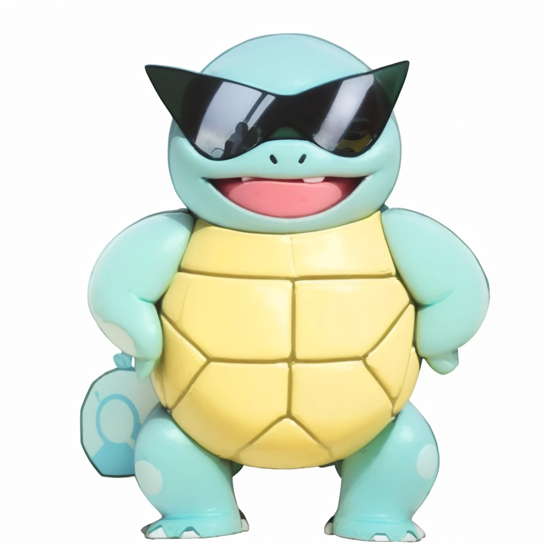 a close up of a toy turtle Bring sunglasses on, Squirtle, Sofby, Water arrow turtle, vinyl toy figurine, Lemon with sunglasses, Bring sunglasses, tardigrade wearing sunglasses, (((luke chueh))), Rays, shadow, smug, giddy giggle, big giggle, Kabi Beast, smug giggle, Kuba, giggle，3d