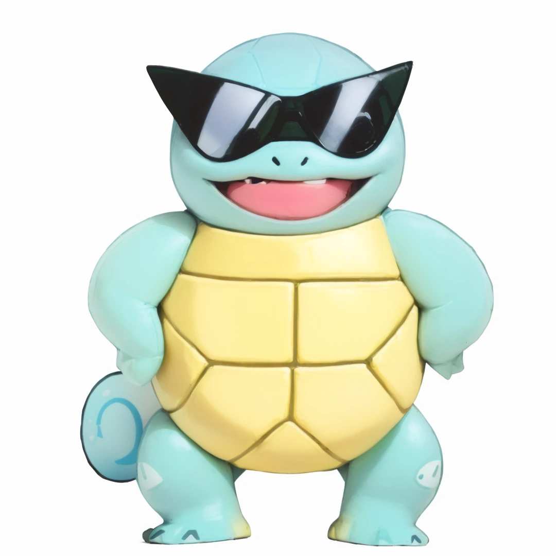 a close up of a toy turtle Bring sunglasses on, Squirtle, Sofby, Water arrow turtle, vinyl toy figurine, Lemon with sunglasses, Bring sunglasses, tardigrade wearing sunglasses, (((luke chueh))), Rays, shadow, smug, giddy giggle, big giggle, Kabi Beast, smug giggle, Kuba, giggle,3d