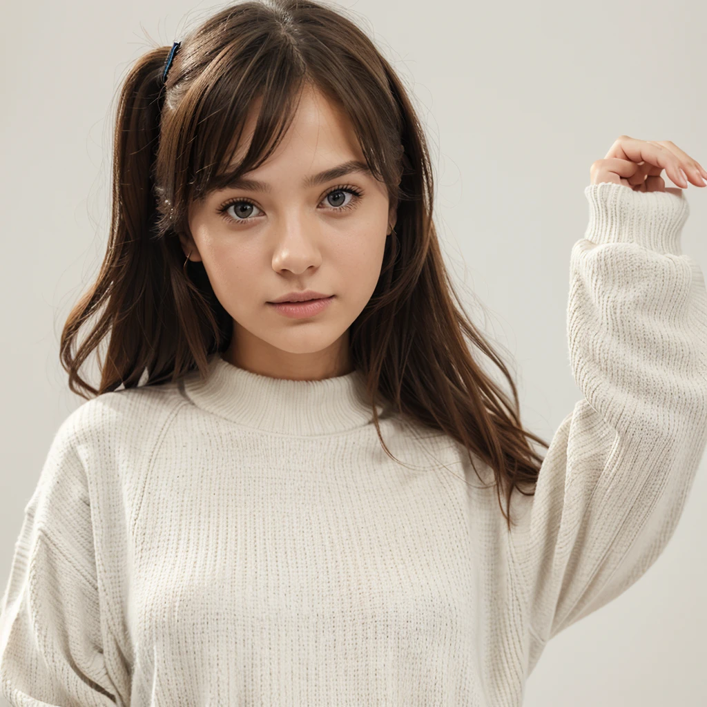 1girl,sweater,white background,