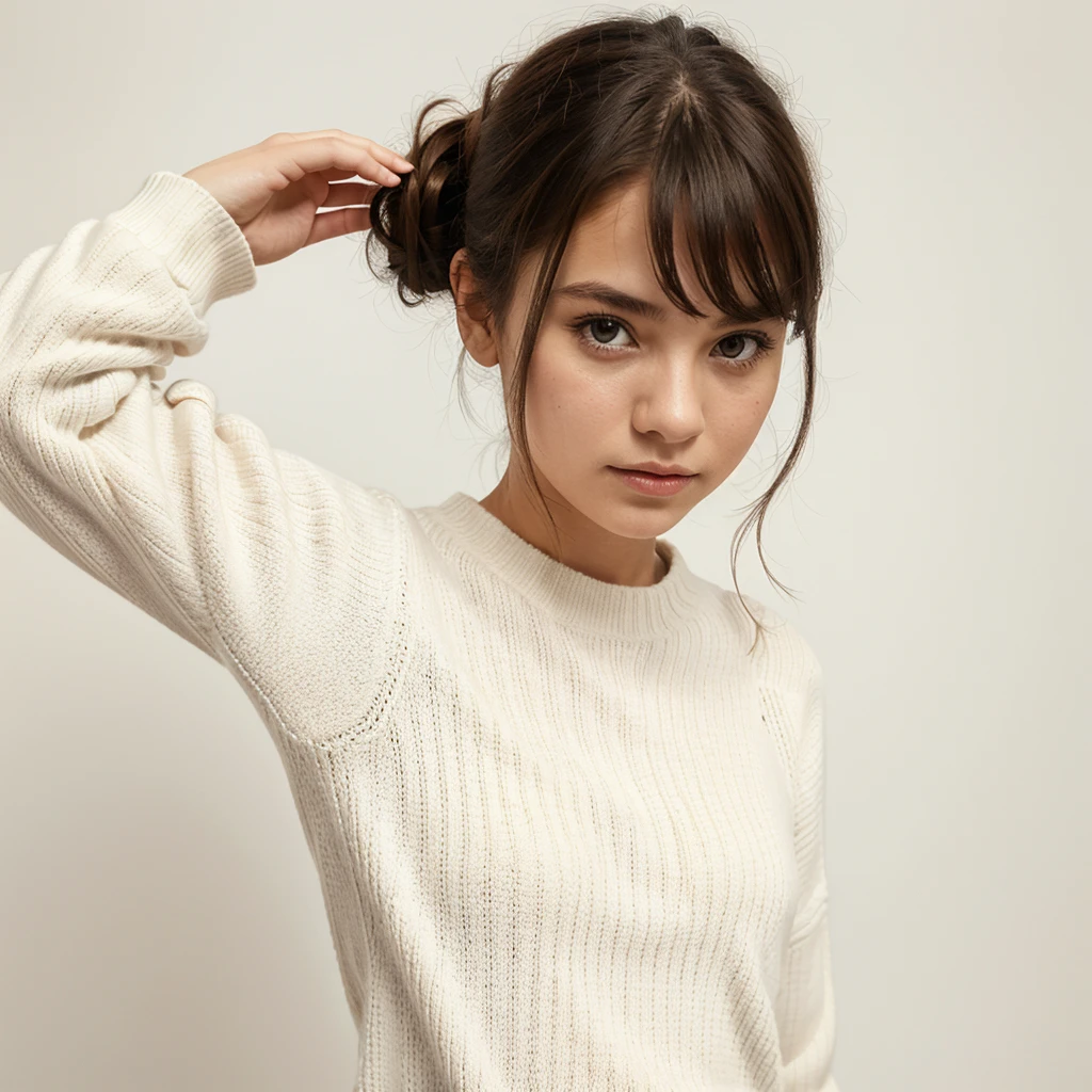 1girl,sweater,white background,