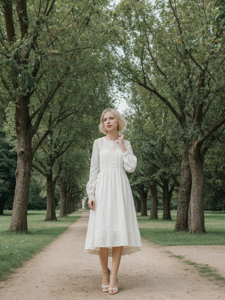 A closeup portrait photo of beautiful 25 year old pretty swedish blonde leprechaun girl, Hawthorn fairy tree in a irish sheep pasture, st patrick's day, ireland, Canon EOS 5D Mark IV, high emotional impact, experimental photography