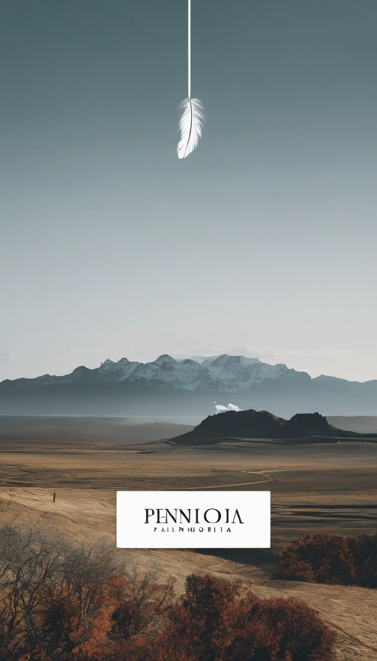 A minimal, modern, simple, cinematic logo design for the brand “Penamemoria". Create a modern, minimalistic, high-quality, logo of a boy-feather
