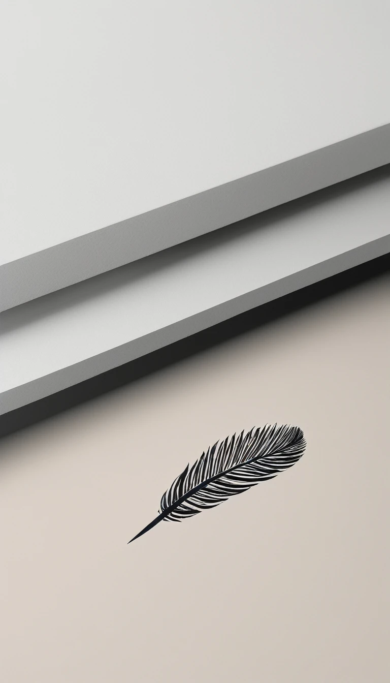 A minimal, modern, simple, cinematic logo design for the brand “Penamemoria". Create a modern, minimalistic, high-quality, logo of a feather that convey a sense of memories and dreams