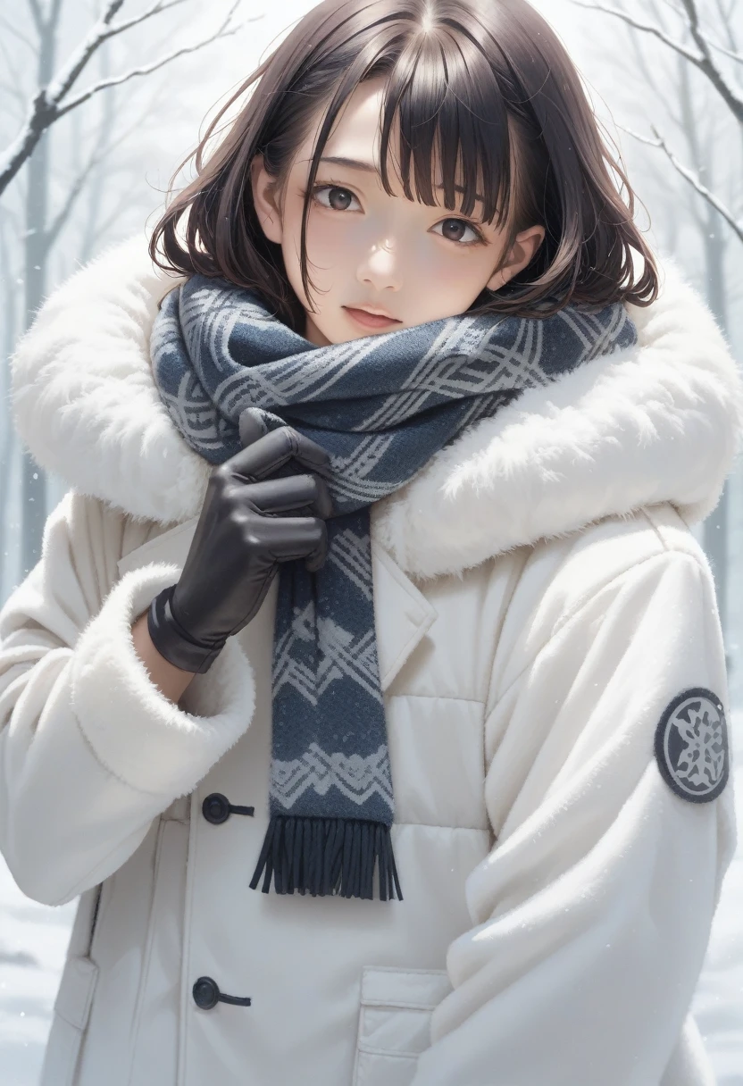 anime girl in winter coat with scarf and gloves on, inspired by Yuki Ogura, attractive anime girl, in an anime style, inspired by Tsubasa Nakai, inspired by Rei Kamoi, inspired by Takehisa Yumeji, marin kitagawa fanart, an anime girl, pretty anime girl, anime style portrait, anime style character, realistic young anime girl