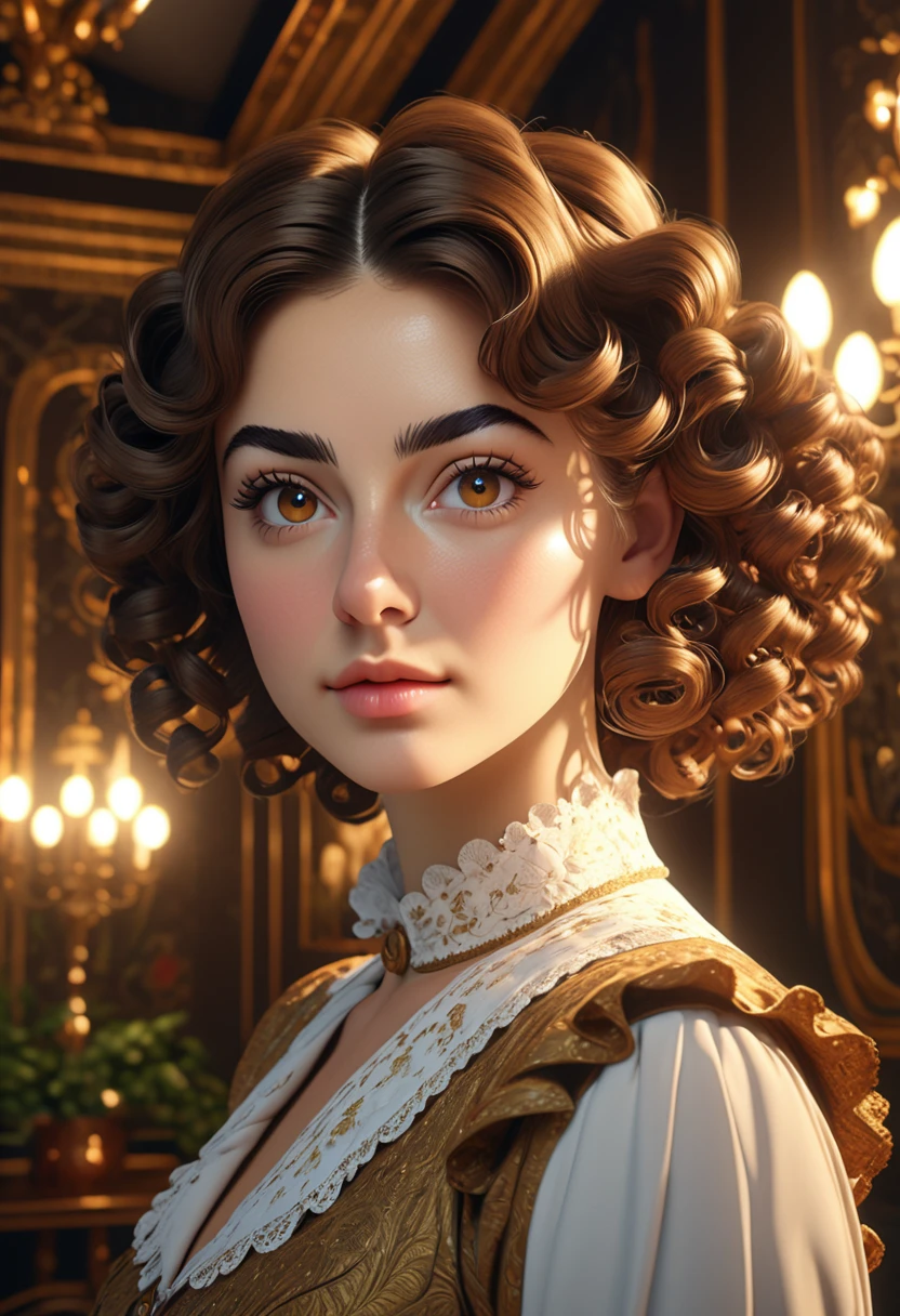 A beautful jewish women with a thick bush unibrow and a large bulbous nose. brown hair that is extremy curly and kinky,  Ultra HD, with Rococo he symmetrical face, photorealistic photography, path tracing, specular lighting, and volumetric face light enhance the details. The scene is captured in maximum quality, masterpiece, 8K high resolution, and top quality.
