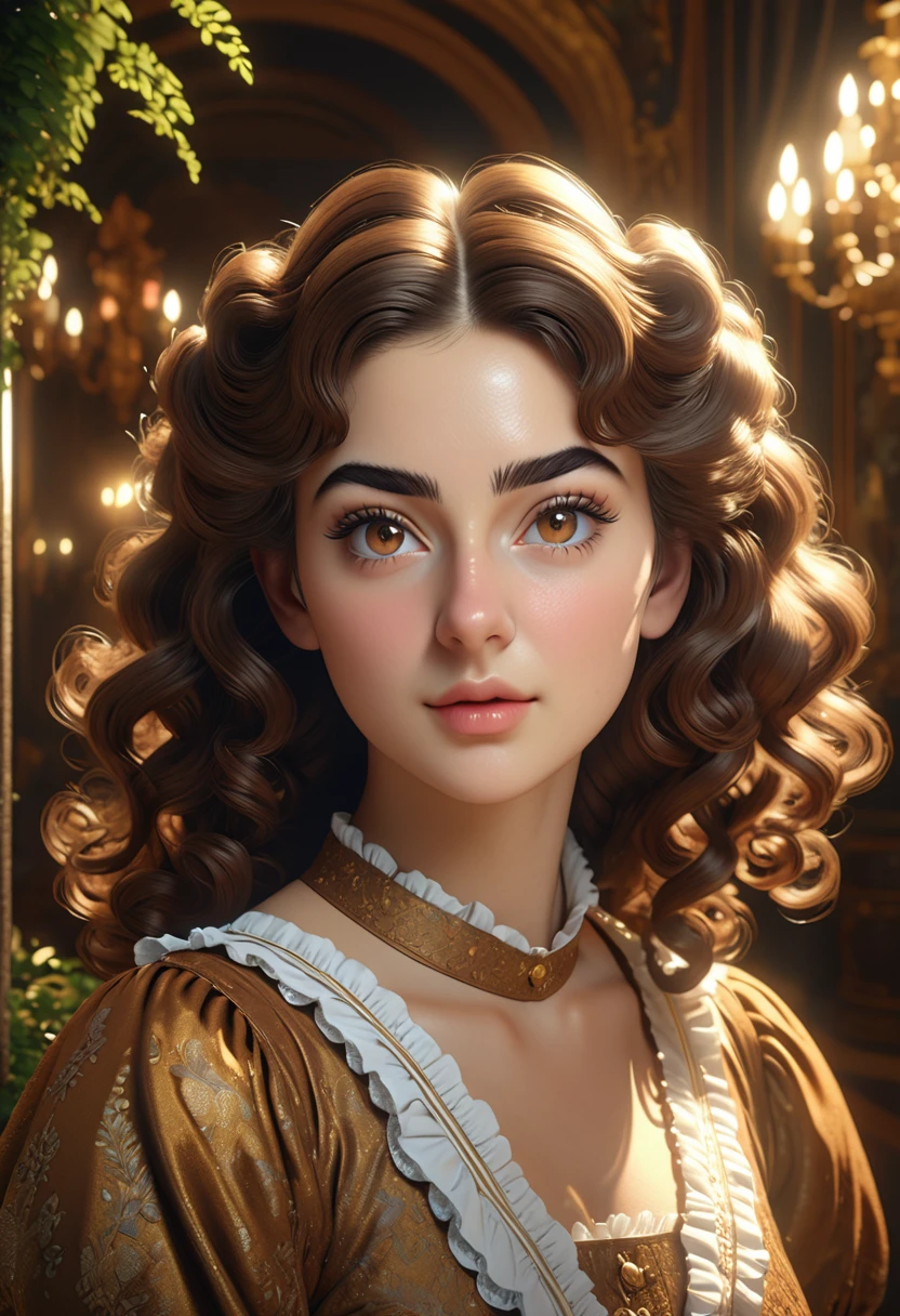 A beautful jewish women with a thick bush unibrow and a large bulbous nose. brown hair that is extremy curly and kinky,  Ultra HD, with Rococo he symmetrical face, photorealistic photography, path tracing, specular lighting, and volumetric face light enhance the details. The scene is captured in maximum quality, masterpiece, 8K high resolution, and top quality.
